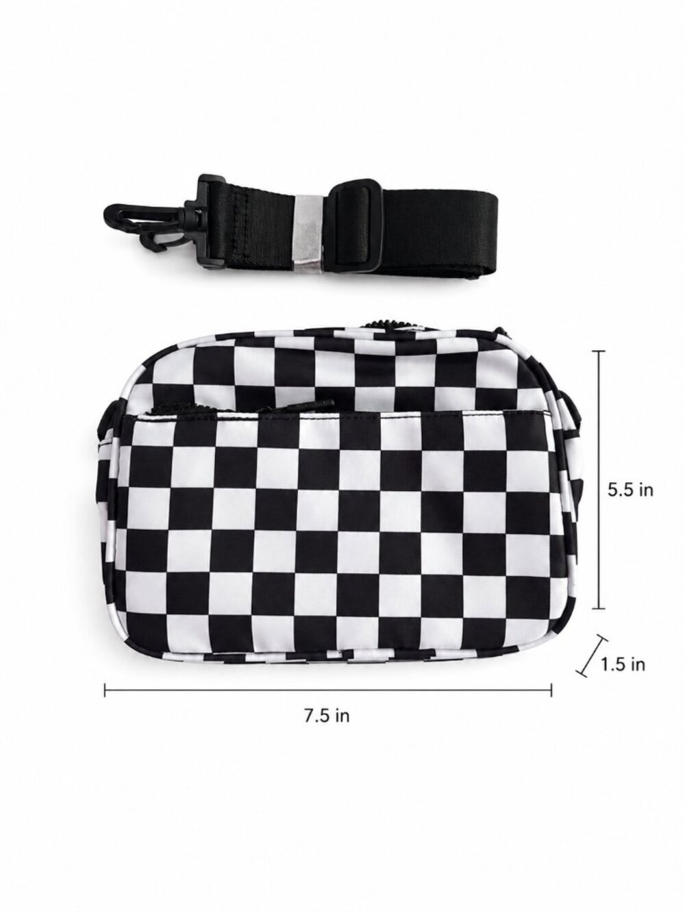 Trendy Black & White Checkerboard Crossbody Belt Bag Street StBlack & White Cyle